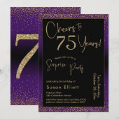 75周年サプライズバースデーパーティー、パープル 招待状 (正面/裏面)