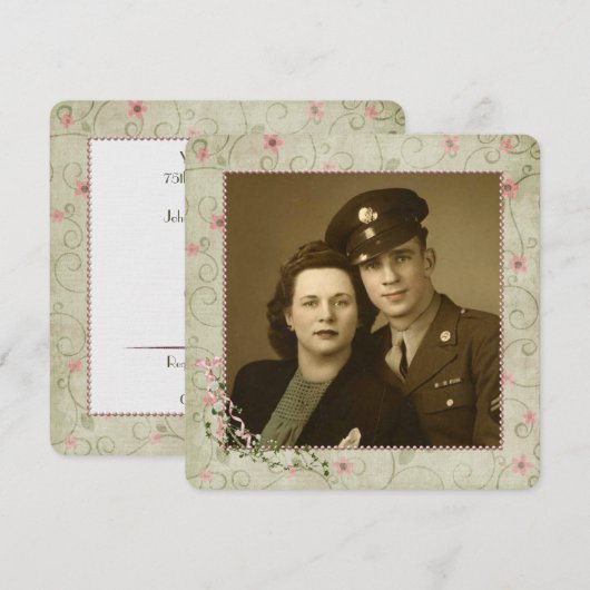 75周年パーティーの写真付き 招待状 (正面/裏面)