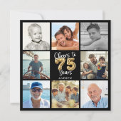 75周年フォトコラージュ風船 誕生日おめでとう 招待状 (正面)