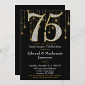 75周年招待状 ブラック ゴールド ダイヤモンド 招待状 (正面/裏面)