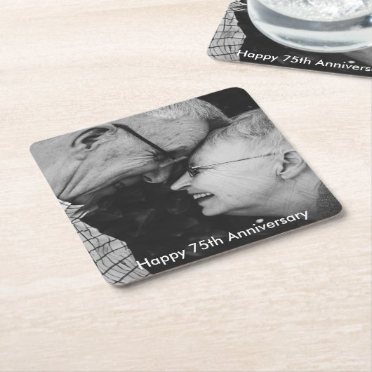 75周年結婚記念カスタム写真 スクエアペーパーコースター (アングル)