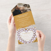 75周年結婚記念日のゴールドパーティイベント オールインワン招待状 (貼ってはがせる)