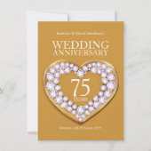 75周年結婚記念日のハートパーティー招待状 招待状 (正面)