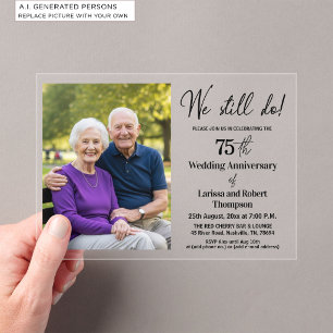 75周年結婚記念日のフォト アクリル招待状