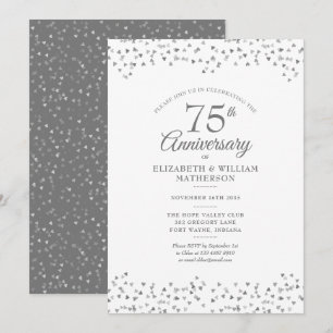 75周年結婚記念日のラブハートのコンフェッティ 招待状