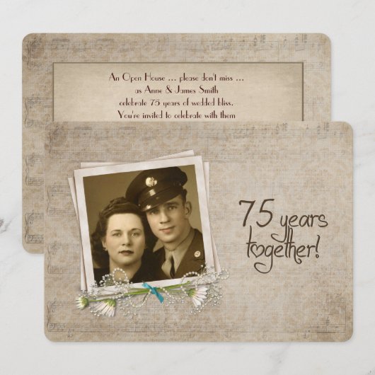 75周年結婚記念日オープンハウス 招待状 (正面/裏面)