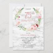 75周年結婚記念日 エレガント ローズゴールド フラワー 招待状 (正面)