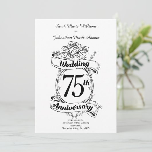 75周年記念の結婚式の花 招待状 (スタンド正面)