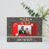 75周年記念のSave the Date | ダイヤモンドと写真 招待状 (スタンド正面)