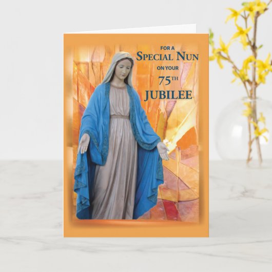 75周年記念ジュビリーのカトリックの修道女、メアリー カード (黄色い花)