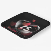 75周年記念ハートバブル赤いハート ペーパープレート (傾斜あり)