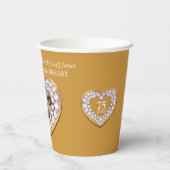 75周年記念写真結婚金ゴールドとダイヤモンド 紙コップ (裏面)