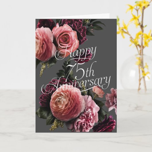 75周年記念日におめでとエレガントうフローラ カード (黄色い花)