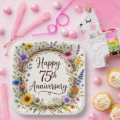 75周年記念紙皿、75年間の結婚生活 ペーパープレート (パーティー)