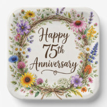 75周年記念紙皿、75年間の結婚生活