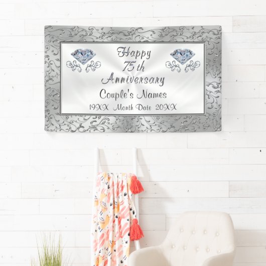 75周年記念結婚の飾り付け 横断幕 (インサイチュ)
