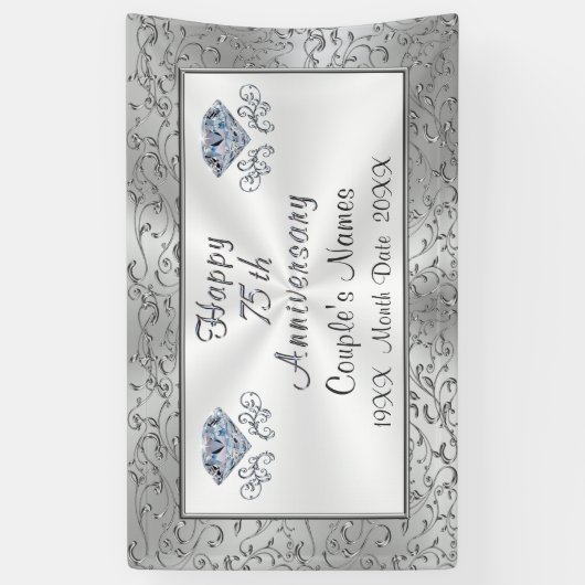 75周年記念結婚の飾り付け 横断幕 (縦)