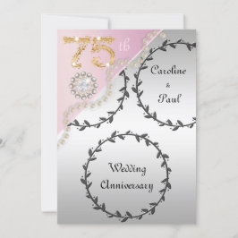 75周年記念結婚エンボスシルバーバラ金ゴールド 招待状