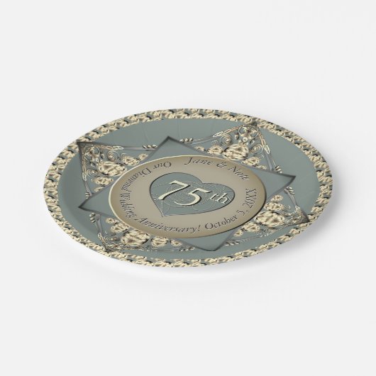 75周年記念結婚ダイヤモンド ペーパープレート (アングル)