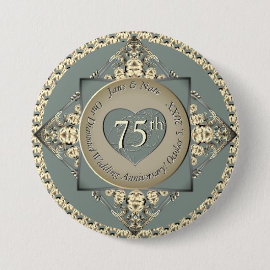 75周年記念結婚ダイヤモンド 缶バッジ (正面)