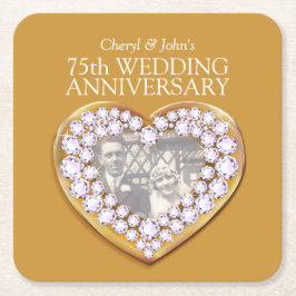 75周年記念結婚ハートフォトコースター スクエアペーパーコースター