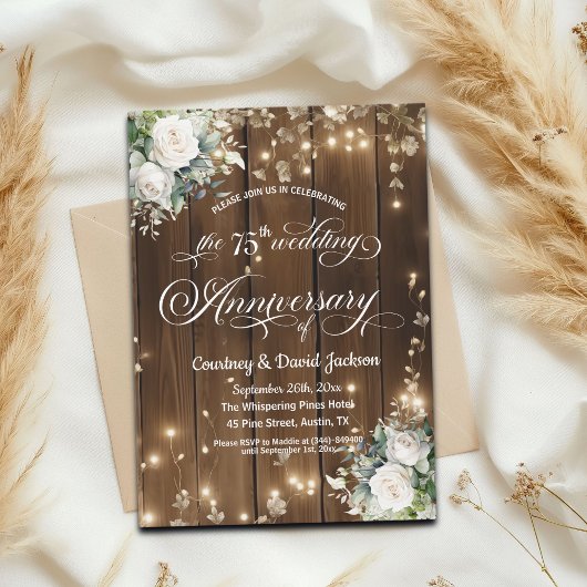 75周年記念結婚的ストリングラ素朴イト 招待状