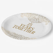 75周年記念金ゴールドレースオンホワイト紙プレート ペーパープレート (アングル)