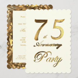 75周年誕生日記念 ゴールドアイボリー エレガント 招待状