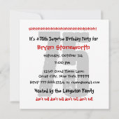 75回目のサプライズ·バースデー·パーティー、白黒 招待状 (裏面)