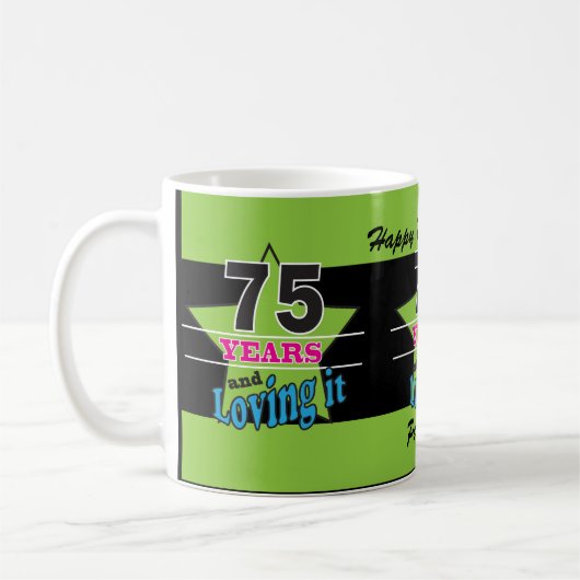 75年およびそれを愛すること コーヒーマグカップ (左)