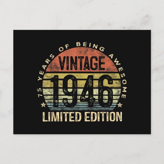 75年の古い贈り物ヴィンテージ1946年誕生日 シーズンポストカード (正面)