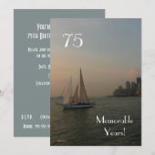 75年の思い出の瞬間/ヨット・誕生日 招待状 (正面/裏面)