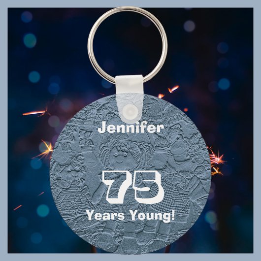 75年の若いライトブルーぼろ人形キーチェーン キーホルダー