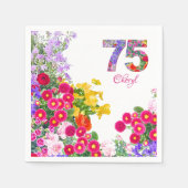 75年ガーデンエレガントフローラ- 75誕生日 スタンダードカクテルナプキン (正面)