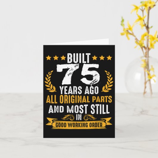 75年前に建てられたユーモアのある75誕生日の願い事Q カード (黄色い花)