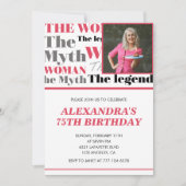 75歳おもしろいの誕生日への招待フォト神話の伝説 招待状 (正面)
