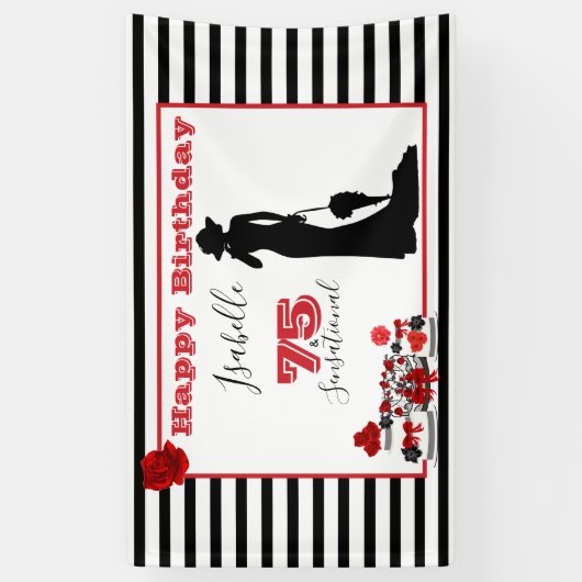 75歳とセンセーショナル75歳の誕生日パーティバナー 横断幕 (縦)