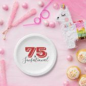 75歳とセンセーショナル75歳の誕生日パーティー紙プレート ペーパープレート (パーティー)