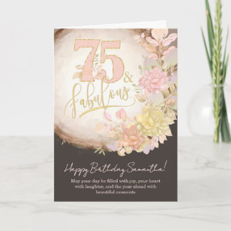 75歳のお誕生日おめでとう フラワーフォトパーソナライズド カード