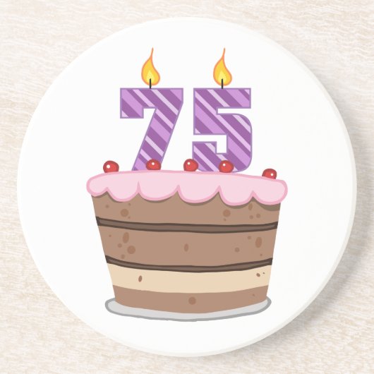 75歳のお誕生日ケーキ コースター (正面)