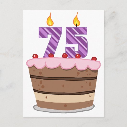 75歳のお誕生日ケーキ ポストカード (正面)