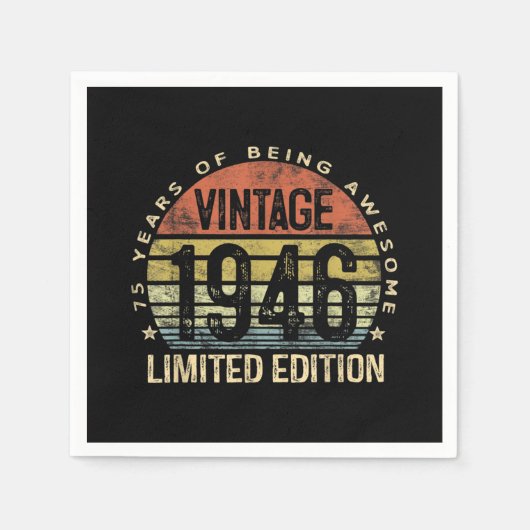 75歳のギフトヴィンテージ1946誕生日 スタンダードカクテルナプキン (正面)
