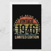 75歳のギフトヴィンテージ1946誕生日 便箋 (正面/裏面)