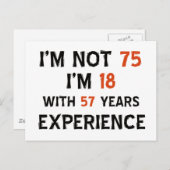 75歳のクール誕生日デザイン ポストカード (正面/裏面)