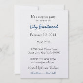 75歳のサプライズ誕生日パーティー ソフトブルーの花 招待状 (裏面)