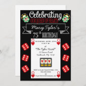 75歳のハートパーティーの女王様の招待 招待状 (正面/裏面)