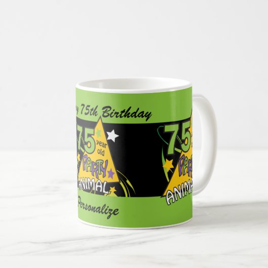 75歳のパーティー好きな人-第75誕生日 コーヒーマグカップ (正面右)