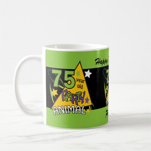 75歳のパーティー好きな人-第75誕生日 コーヒーマグカップ (左)