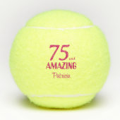 75歳の誕生日おめでとう ピンクのテニスギフト テニスボール (正面)