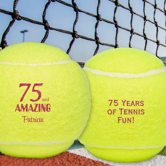 75歳の誕生日おめでとう ピンクのテニスギフト テニスボール